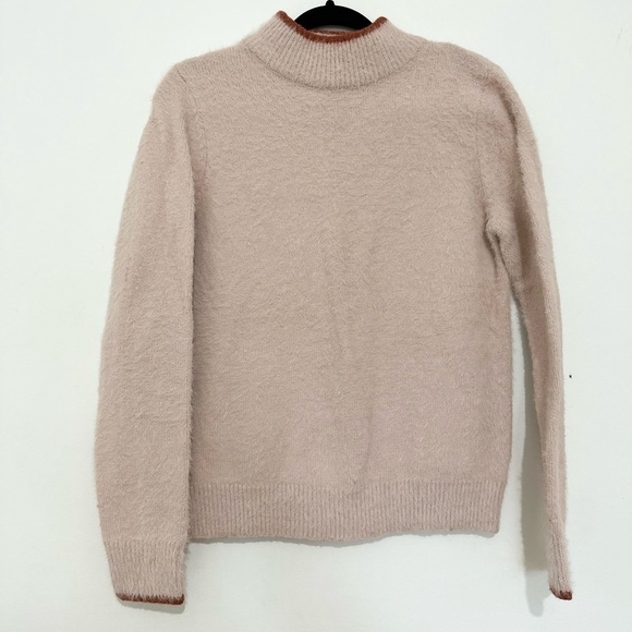 Bohme Womens Small Fuzzy Sweater Pale Pink Mock Neck Long Sleeve - Picture 1 of 4